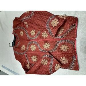 Embroidered Red Floral Jacket